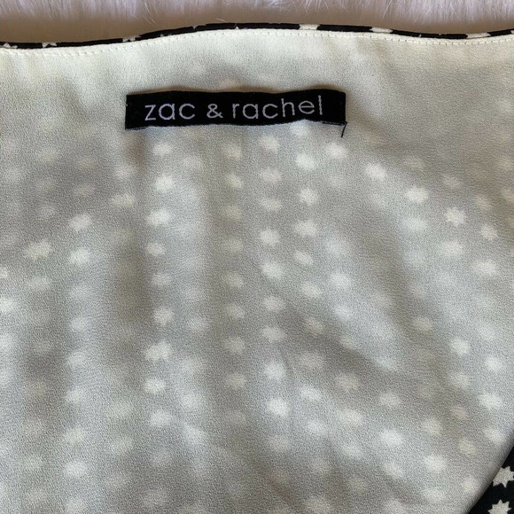 Zac & Rachel Blouse Sz S Black White Polka Dots Summer Dressy Chiffon Womens - Picture 4 of 8